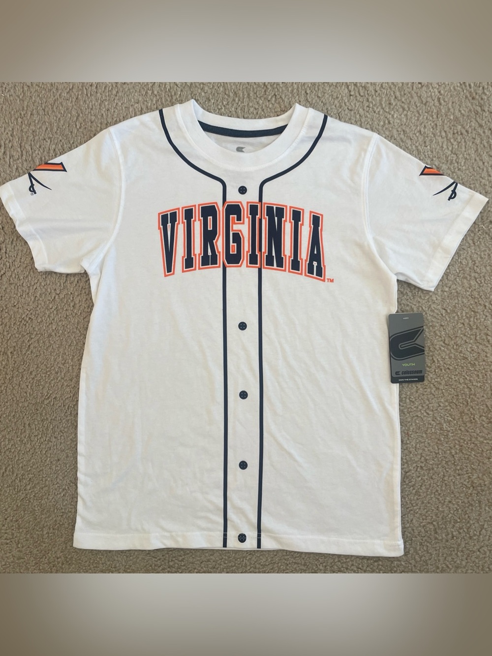 Gear Virginia Cavaliers University of Virginia White Shirt Large Youth 16-18 New